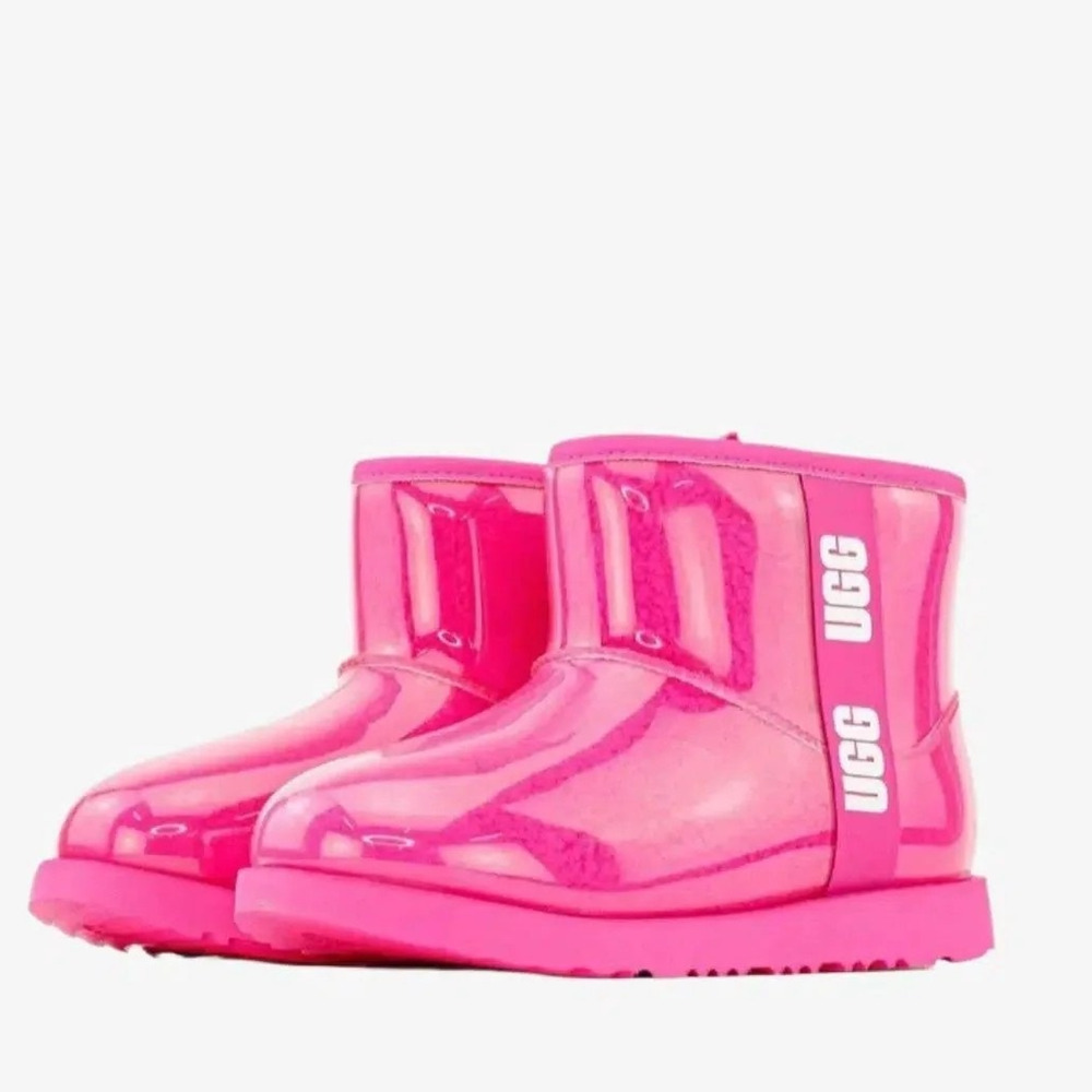 NEW Ugg Classic Clear Mini II Boots Pink/ White Size 5 Youth Big Kid's  1112386K
